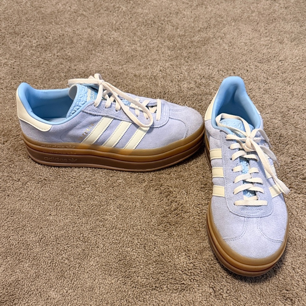 Adidas Gazelle Women's Light Blue and Cream Sneakers